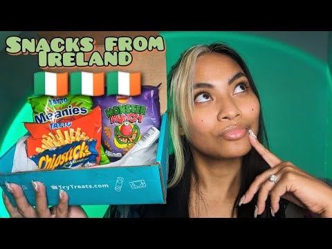 ASMR Eating And Trying Snacks From Ireland ! Crunchy Chewing Sounds , So Satisfying