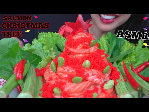 ASMR SALMON SASHIMI NOODLES *EDIBLE CHRISTMAS TREE (EATING SOUNDS) NO TALKING | SAS-ASMR