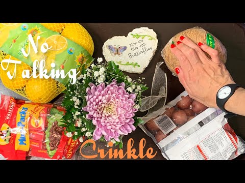 ASMR Sounds To Help You Sleep No Talking - Mini Grocery Haul (Crinkle Plastic!) 🍋🥥🥔