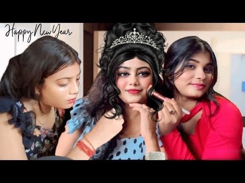ASMR My Bestie And Sister Doing My Hairstyle And New Year Party Makeup  💄👧