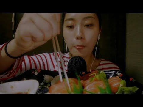 한국어 ASMR 연어 초밥, 오이소박이, 수박 먹방 + 최근 얘기(※수다 주의ㅋㅋ) Salmon Sushi, Cucumber kimchi, watermelon Mukbang