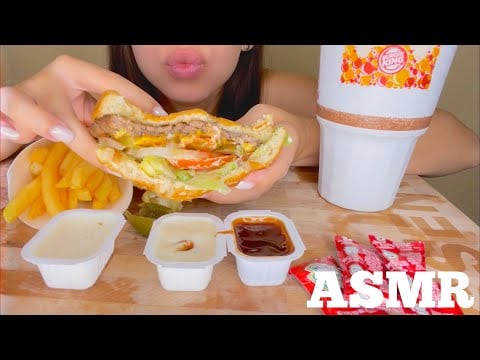 ASMR ( BURGER KING WHOPPER with Cheese & BACON + DR PEPPER) ( NO TALKING) ( Eating Sounds)