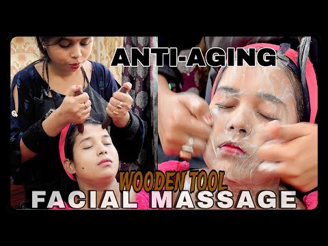 ASMR Face Massage || Wooden Massager Tools Reduce The Tightening Skin & Forehead Wrinkles #insomnia