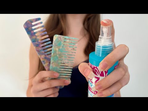 ASMR Brushing combing + Spraying your hair | camera combing | imaginary hair | no talking