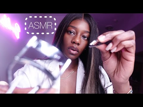 ASMR PLUCKING AND SPOOLIE BRUSHING YOUR EYELASHES AND EYEBROWS