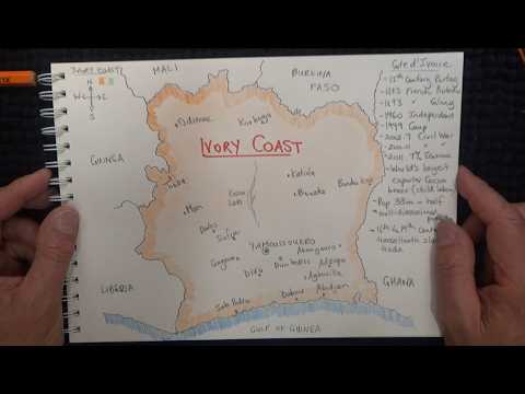 ASMR - Drawing a Map of Ivory Coast - Australian Accent - Chewing Gum & Quietly Whispering