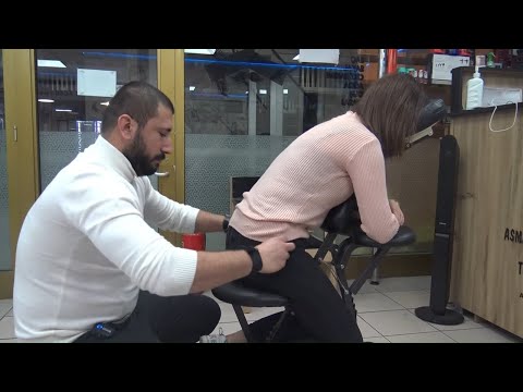 ASMR physiotherapy female chair massage & mevlüt hard foot, leg, back, neck, palm, sleep massage