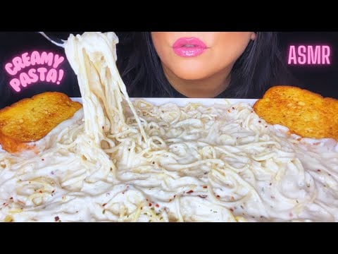 ASMR Eating CREAMIEST ALFREDO Pasta