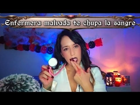 ASMR Halloween 🩸 Enfermera malvada te chupa la sangre con spit painting (oscuridad y susurros) 
