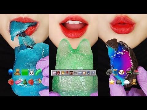 9MINUTES VERTICAL EMOJI MUKBANG MINECRAFT FOOD, FROZEN AGAR JELLY ETC 🧼