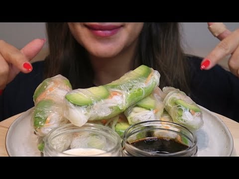 ASMR VIETNAMESE SPRINGROLLS AVOCADO VEGGIES MUKBANG no talking CREMA ASMR #asmr #mukbang #springroll