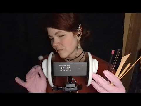 ASMR - Picking and Palpating in the Dark - Ear Cleaning with Gloves - Whispered