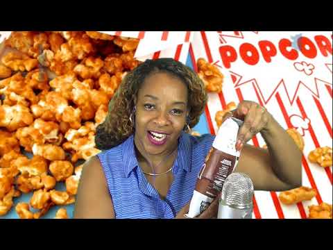 ASMR- Crunching Sounds & Carmel Popcorn Bag Crinkling with Soft whispering Conversation