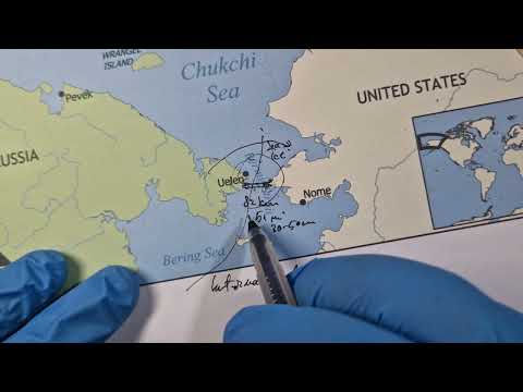ASMR: All about the BERING STRAIT | Stats and facts &  map tracing | ASMR whispering drawing