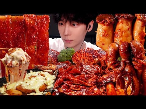 ASMR MUKBANG | 직접 만든 매운 해물찜 팽이 버섯 대왕 치즈 키조개 낙지 먹방 & 레시피  MUSHROOM & OCTOPUS & SEAFOOD EATING