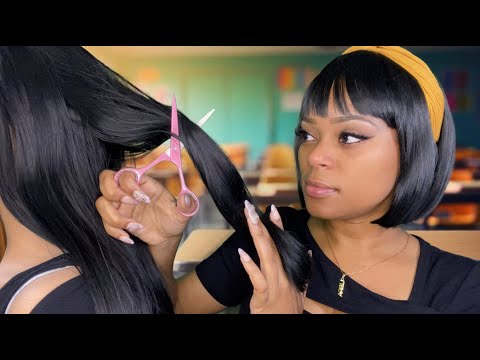 ASMR | 💛 Popular Girl With No Boundaries Plays With Your Hair In Class | Real Haircut  | 2 POV Sides