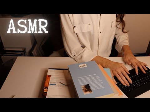 ASMR Library Sounds | paper tearing, sorting documents, page turning, keyboard typing | no talking