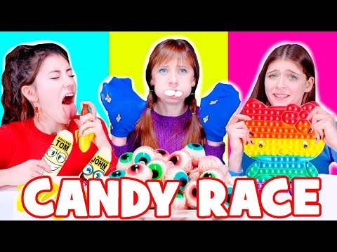 ASMR Candy Race With Most Popular Candy Eating Sounds