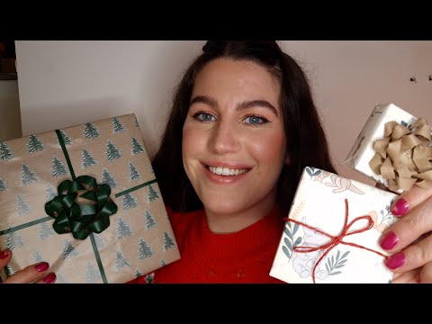 ASMR | Gift wrapping (soft spoken, paper & Sellotape triggers)