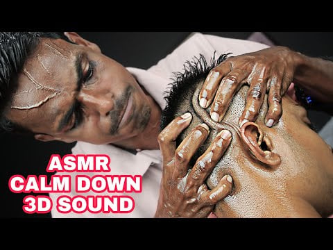 Calm Down And Watch ASMR Deep Tissue Head Massage With Lots Of Oil | Neck Cracking Heavy Oil Massage