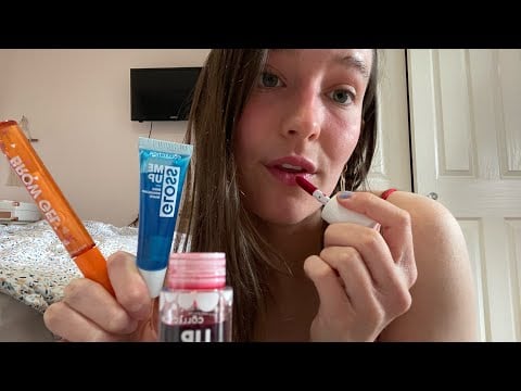 *ASMR* trying makeup products💋🎀🪩 (tingly plumping noises, lid sounds, mouth sounds)