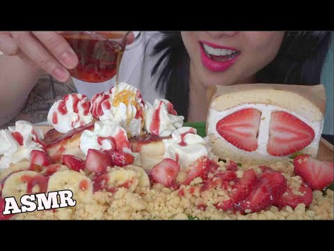 ASMR FLUFFY PANCAKE + FRESH STRAWBERRY CREAM (EATING SOUNDS) NO TALKING | SAS-ASMR