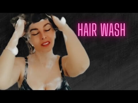 ASMR HAIR WASH - SHOWER ROUTINE - WET CLOTHES - FOAM - WATER SOUNDS