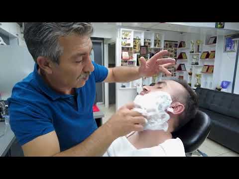 BEARD CUTTING AND FACE MASSAGE WITH LOTS OF FOAM WITH MUNUR ONKAN