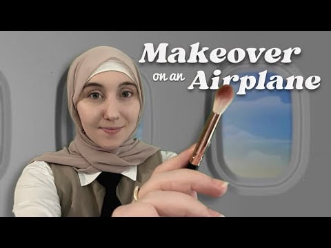 ASMR Flight Attendant Does Your Makeup On An Airplane