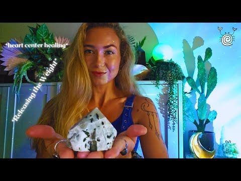 [Reiki ASMR] ~ Releasing the Weight | Heart-Centered Healing 🙏💚 calming crystal energy | de-stress