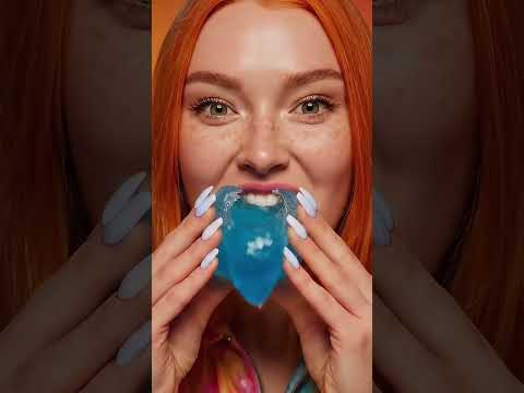 Frosty Slime Surprise 🧊💙 #ASMR #IceCube