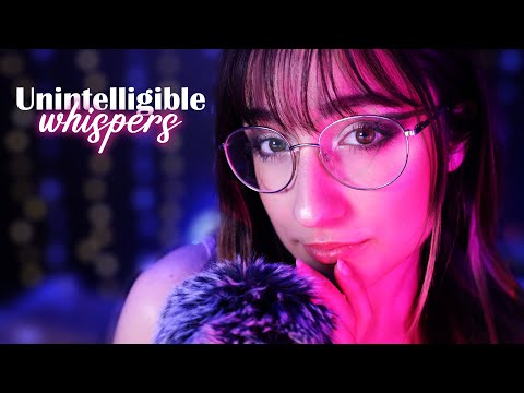 ASMR | Close Up Unintelligible Whispers (With Mic Brushing)