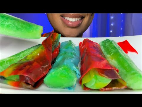 ASMR | Frozen Kool-Aid PICKLES W/ Fruit Roll Up 🤍 Crunchy Eating Sounds