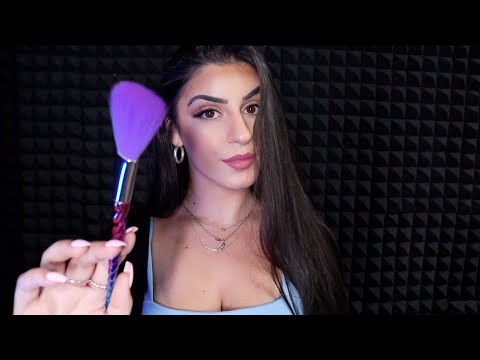 ASMR |~ Mic ~ Scratching & Brushing ( Close Whispers, Face Touching)