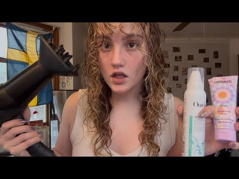 ASMR Curly Hair Routine (i bought groceries and now im broke)