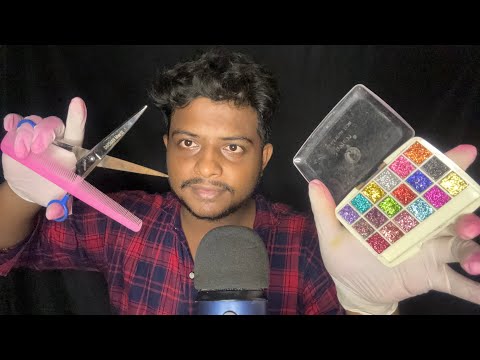 ASMR Fast And Aggressive Doing Your Makeup 💄 || ASMR Haircut Roleplay ✂️