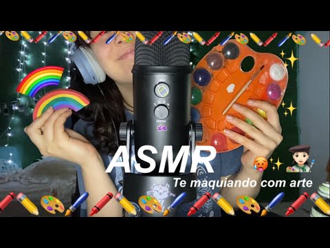 ASMR🎨te maquiando com materiais de arte💄🤤