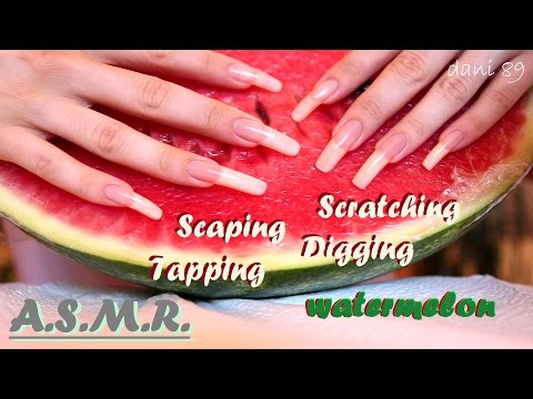 🎧 Binaural ASMR 🍉 Scratching, Scraping, Digging, Tapping a WATERMELON 🍉 so tingly ✧nail-resistance✧