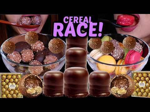 ASMR BIG FERRERO ROCHER CEREAL RACE! Crunchy chocolate marshmallows, Dubai cookie balls 먹방