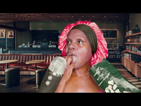 STARBUCKS BUTTER FLAVORED GOURMET POPCORN ASMR EATING SOUNDS