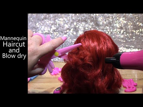 ASMR Mannequin Haircut and Blowdry | Hairdresser Toys, Brushing, Cut, Hair Dryer, Whispered, Spray