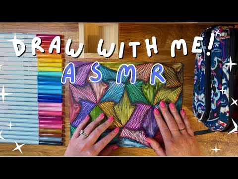 Drawing Tutorial ASMR (Sharpies, Markers, Pursuit Curve, Whispering)