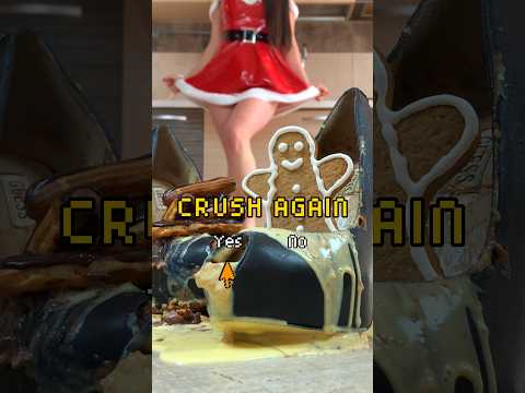 Pea in Gingerbread Realm! Feet Crushing Food in High Heels! Oddly Satisfying ASMR