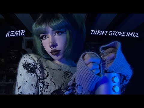 Thrift Store Try On Haul ASMR | Fabric Scratching, Mic Rubbing, Whispering