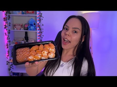 ASMR COMENDO COMIDA JAPONESA ENQUANTO FOFOCO COM VOCÊS! (Mukbang) 🍣🥢🍱