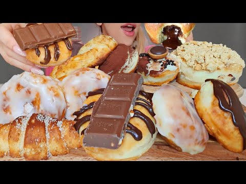 ASMR MILKA, LOTUS CREAM DONUT, GLAZED DONUT, NUTELLA DONUT *No Talking Eating*