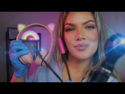 ASMR Ear Exam, Otoscope Inspection, Ear Cleaning, Binaural Hearing Test, Eye, Orbital Exam