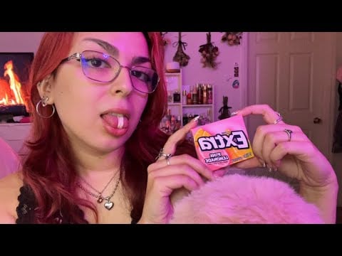 ASMR | up-close tingly gum chewing & inaudible whispering