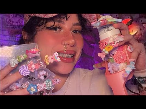 ASMR✨ Doing my Nail Charms + Mukbang💕