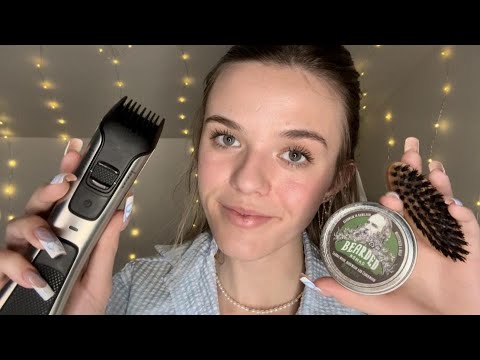 ASMR Barber Shop Roleplay💈(beard brushing, trimming, shaving, skincare, etc)